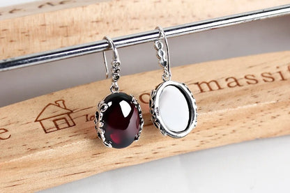 Silver Topaz Agate Gemstone Earrings Jewelry Garnet Drop Earrings-Jewearrings