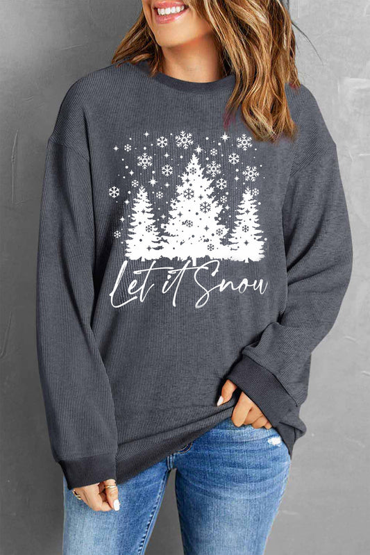 Christmas Tree Graphic Dropped Shoulder Sweatshirt-Jewearrings