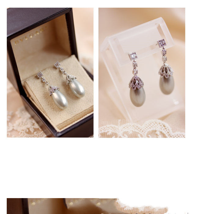 Vintage Drop Light Pearl Earrings For Women-Jewearrings