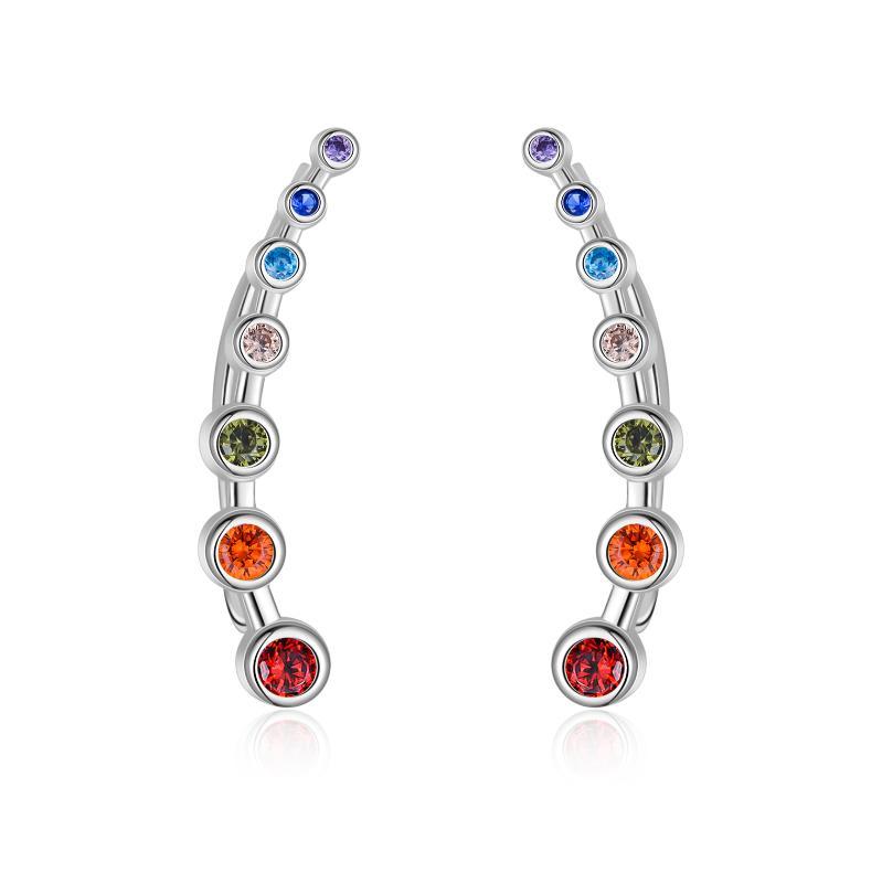 925 Sterling Silver Rainbow Chakra Earrings Yoga Jewelry for Women Girls-Jewearrings