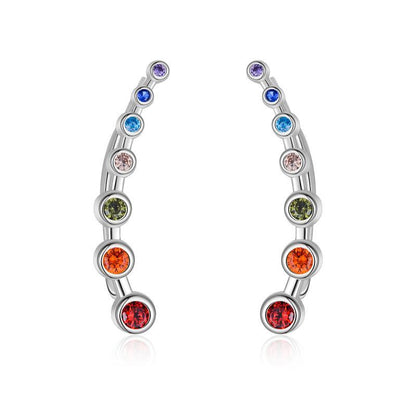 925 Sterling Silver Rainbow Chakra Earrings Yoga Jewelry for Women Girls-Jewearrings