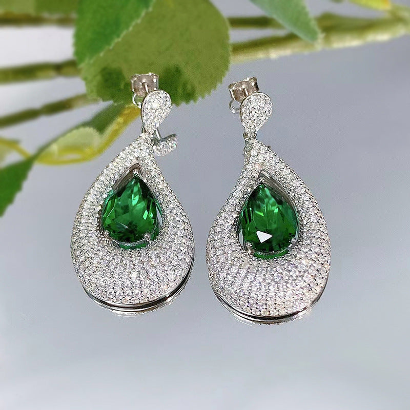 Artificial Emerald Stud Earrings With Diamonds-Jewearrings