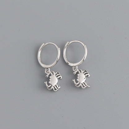 Personalized Glossy Circle S925 Sterling Silver Crab Earrings Earrings-Jewearrings