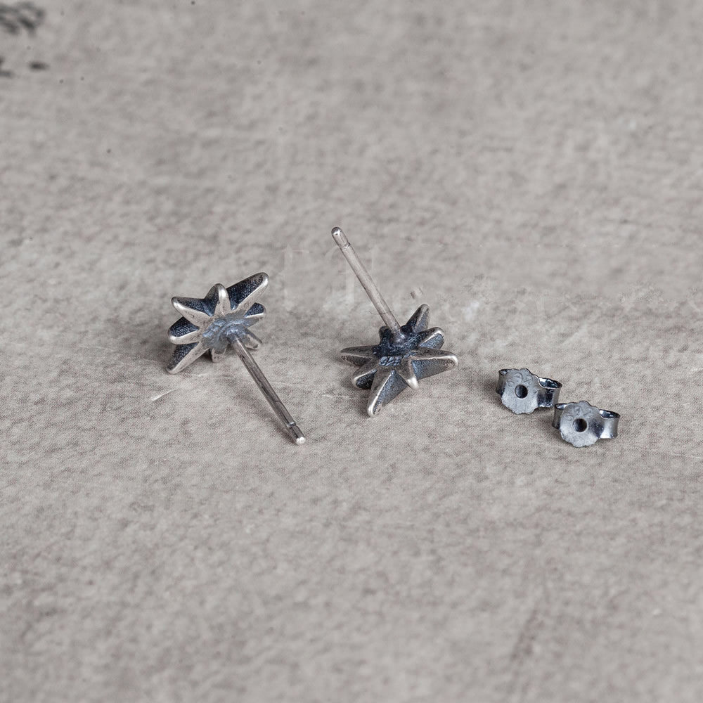 Dark Dream S925 Sterling Silver Eight Awn Shehe Stud Earrings-Jewearrings