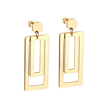 Stainless Steel Fashion Minimalist Geometric Dangle Earrings-Jewearrings