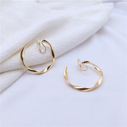 Mosquito Coil Irregular Metal Earrings Circle Ear Clip Without Hole-Jewearrings