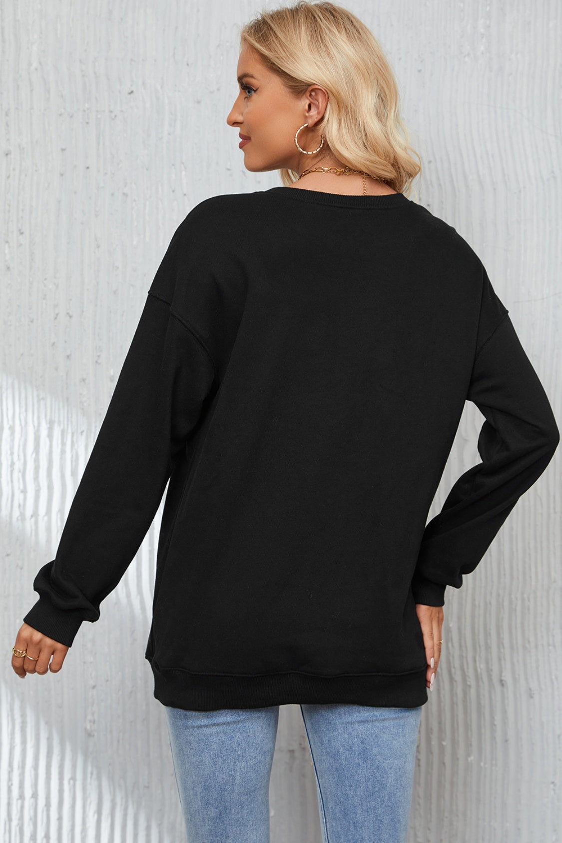 Letter Graphic Dropped Shoulder Sweatshirt-Jewearrings