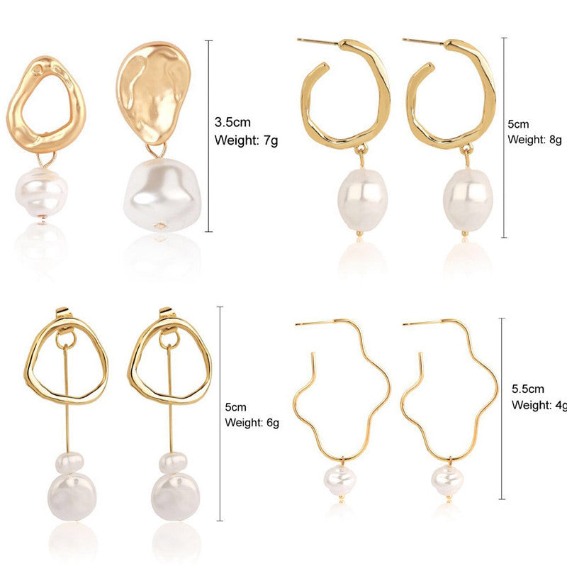 Ladies European And American Pearl Earrings Set Of 4-Jewearrings