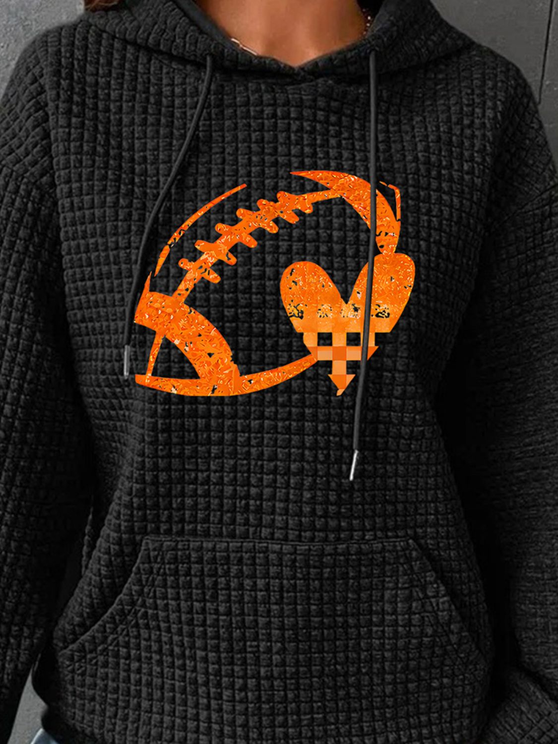 Full Size Football Graphic Drawstring Hoodie-Jewearrings