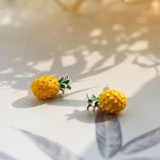 Fresh Pineapple Stud Earrings For Women Sweet Temperament-Jewearrings