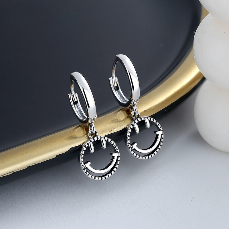 Fashionable Personality Smiley Tag Earrings In Sterling Silver-Jewearrings