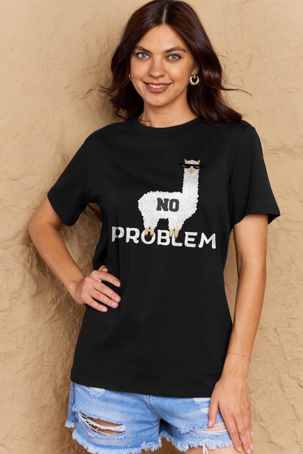 Simply Love Full Size NO PROBLEM Graphic Cotton Tee-Jewearrings