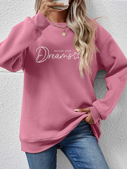 FOLLOW YOUR DREAMS Graphic Sweatshirt-Jewearrings