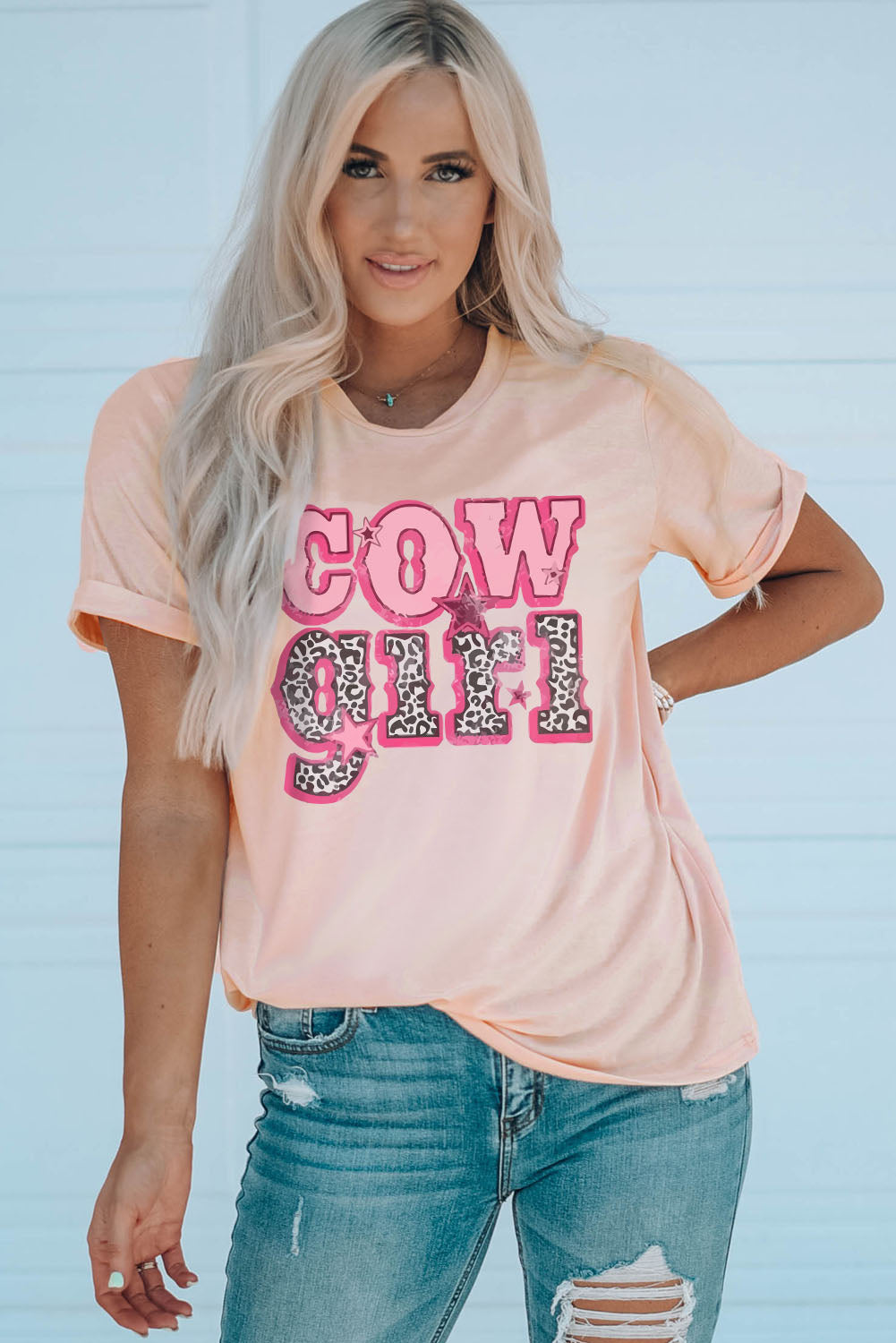 COWGIRL Graphic Cuffed Tee-Jewearrings