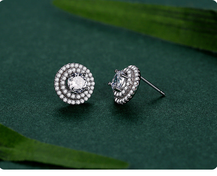 Women's Stylish Round S925 Sterling Silver Stud Earrings-Jewearrings