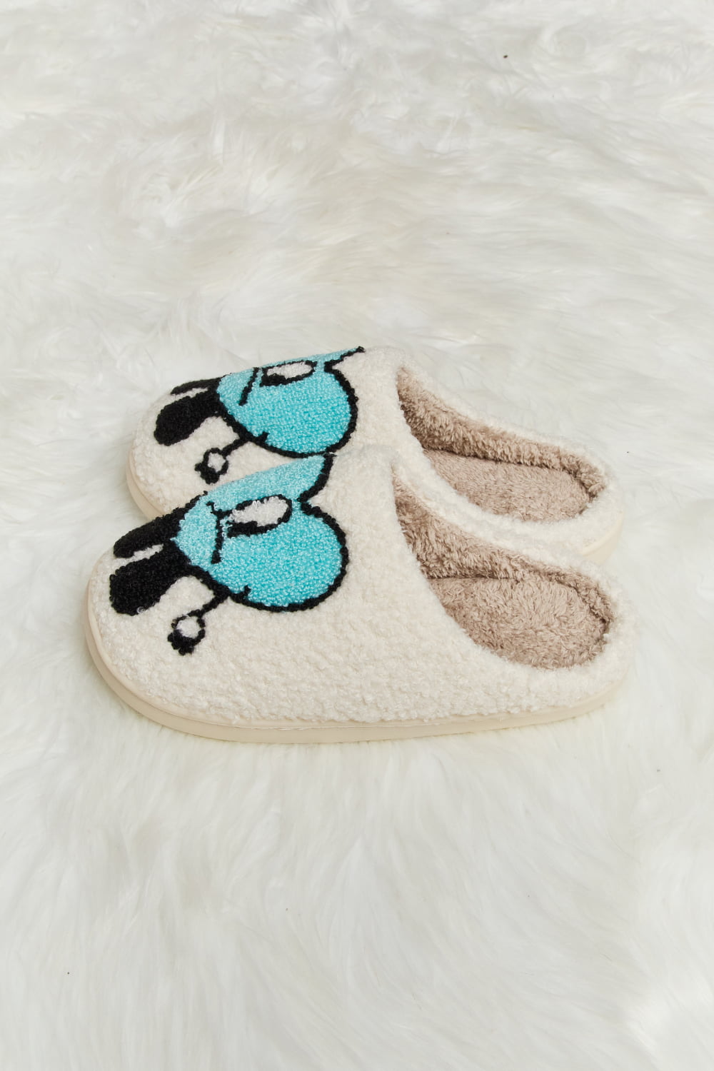 Melody Love Heart Print Plush Slippers-Jewearrings