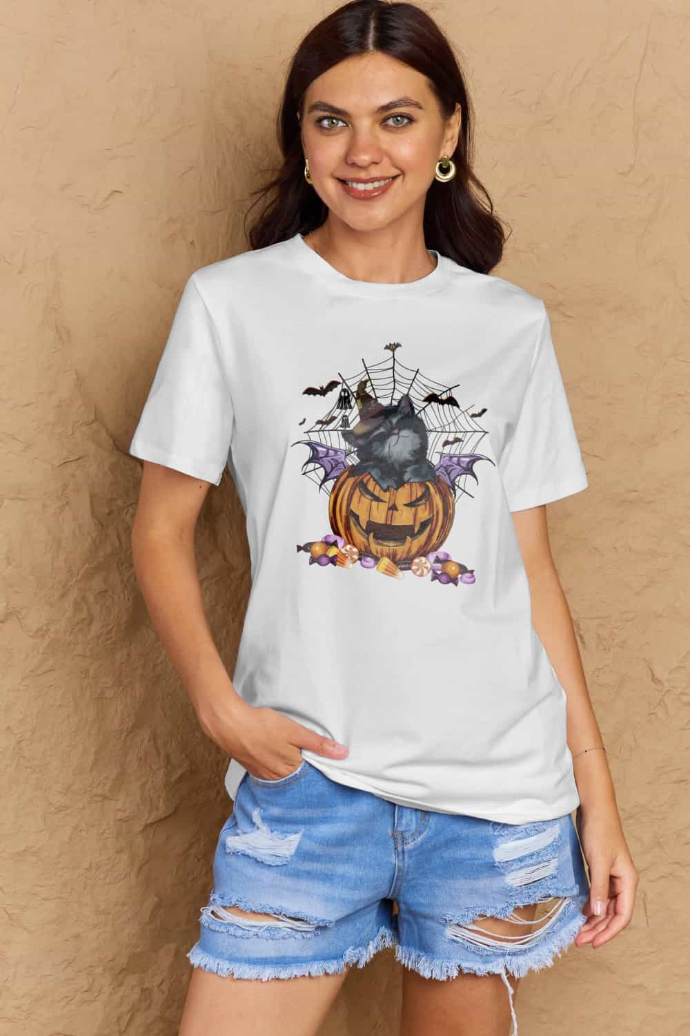 Simply Love Full Size Jack-O'-Lantern Graphic T-Shirt-Jewearrings