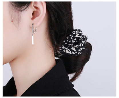 S925 Silver Needle Geometric Square Brand Tassel Stud Earrings-Jewearrings