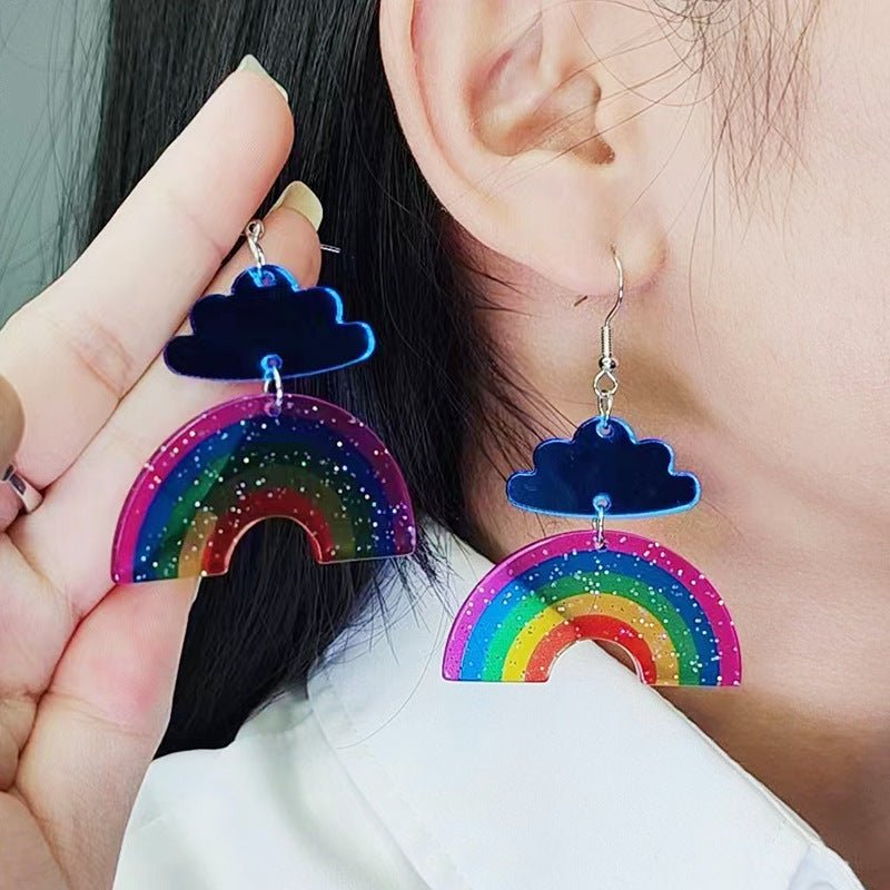 Face Cloud Rainbow Acrylic Earrings Simple Fashion-Jewearrings