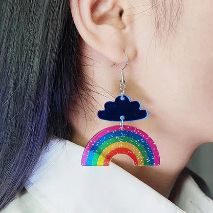 Face Cloud Rainbow Acrylic Earrings Simple Fashion-Jewearrings