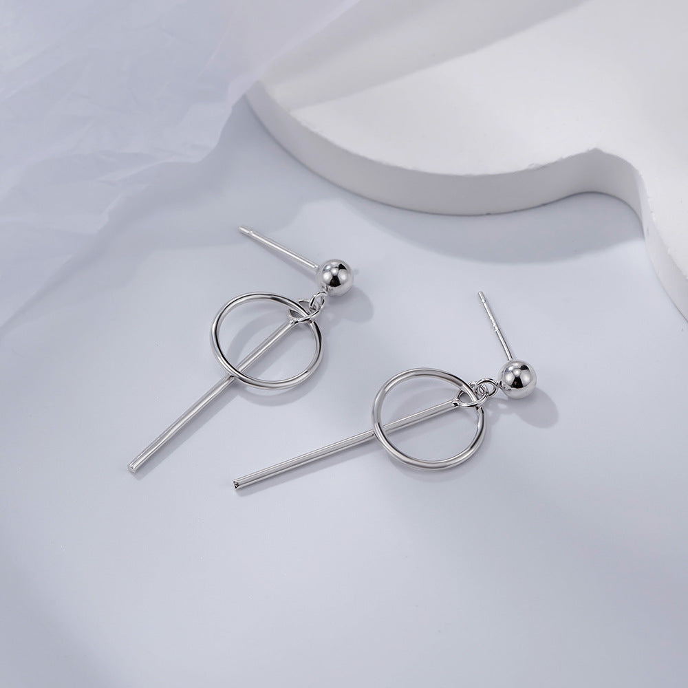 Ins Simple Style S925 Sterling Silver Geometric Circle Earrings-Jewearrings