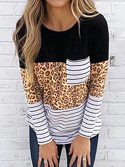 Leopard Striped Long Sleeve T-Shirt-Jewearrings