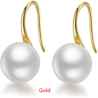 Simple 925 Silver Elegant Women's Pearl Stud Earrings-Jewearrings