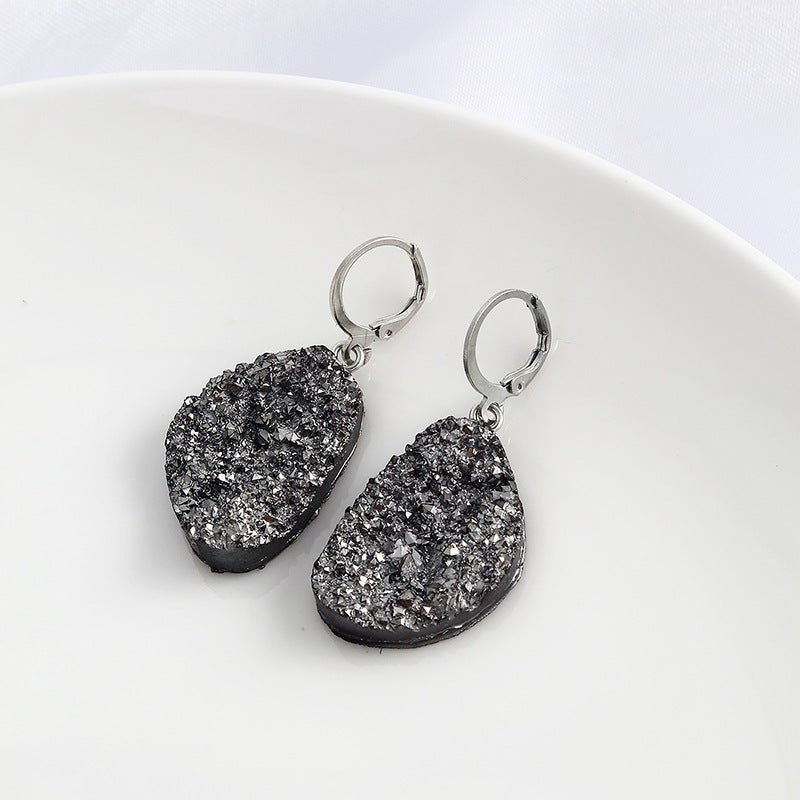 Fall New Geometric Imitation Shell Fragments Particle Resin Earrings-Jewearrings