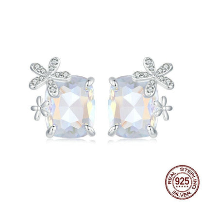 Fantasy Flower Main Stone Stud Earrings For Women Colorful Shining Exquisite Luxury 925 Sterling Silver Stud Earrings-Jewearrings