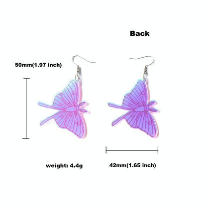 Fantasy Symphony Acrylic Carved Moth Insect Earrings-Jewearrings