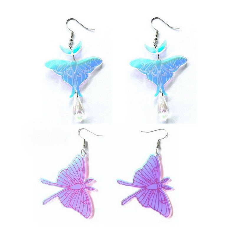 Fantasy Symphony Acrylic Carved Moth Insect Earrings-Jewearrings