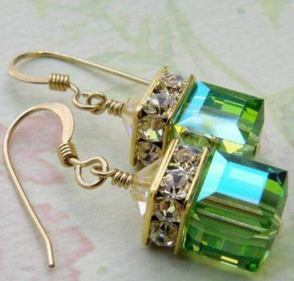 Fashion 14K Gold Plated Natural Gemstone Earrings-Jewearrings