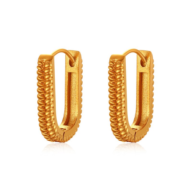 Fashion 18K Gold Diamond U-shaped Earrings For Women-Jewearrings