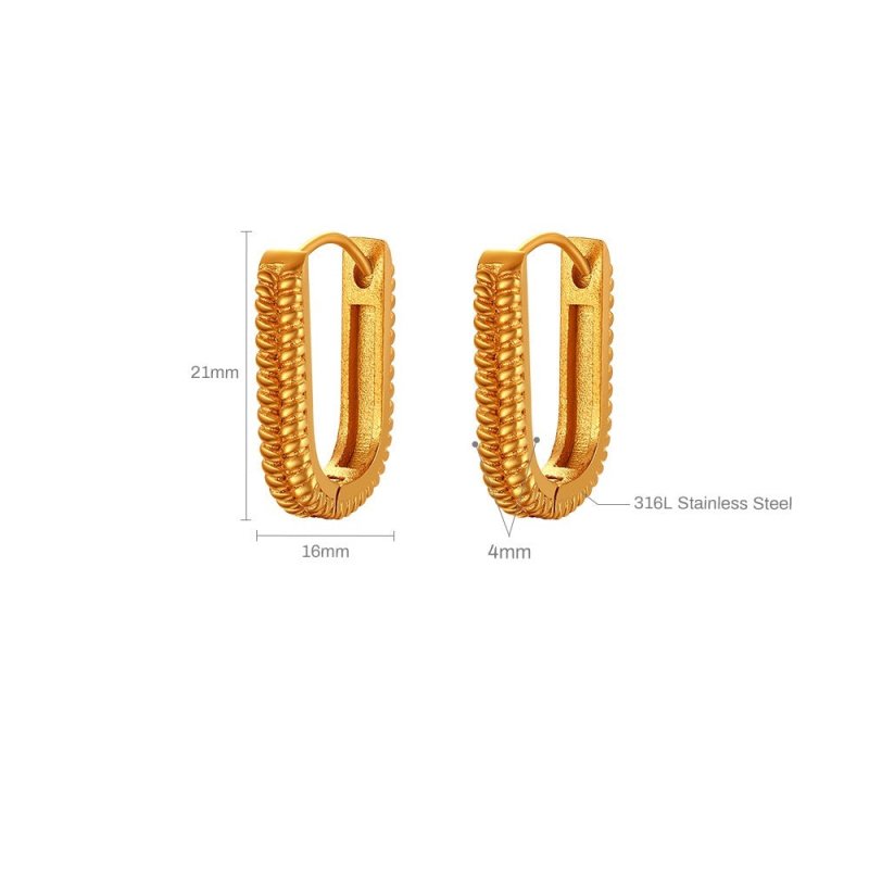 Fashion 18K Gold Diamond U-shaped Earrings For Women-Jewearrings