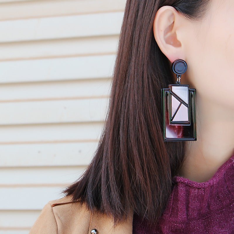 Fashion Acrylic Patch Earrings Geometric Rhombus Long Earrings-Jewearrings