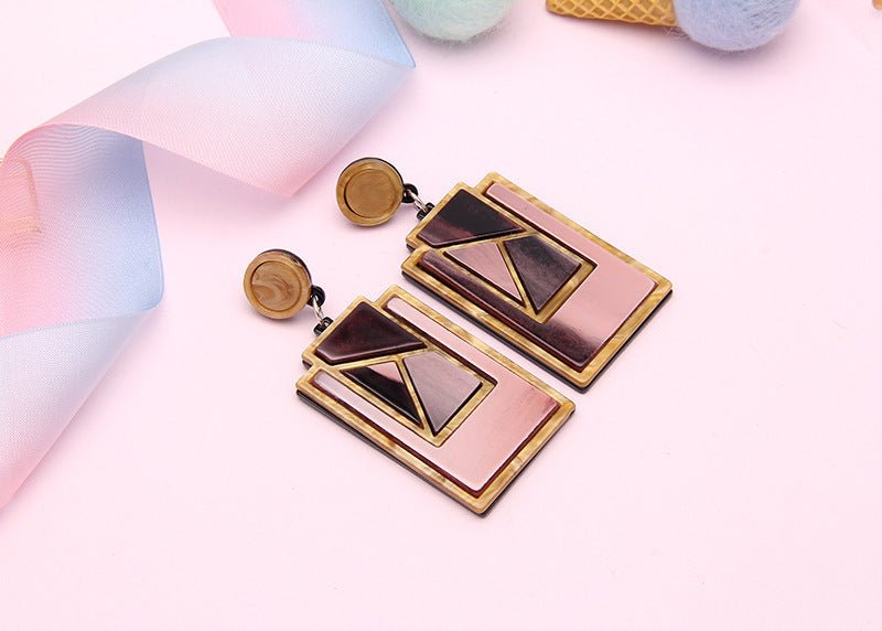 Fashion Acrylic Patch Earrings Geometric Rhombus Long Earrings-Jewearrings