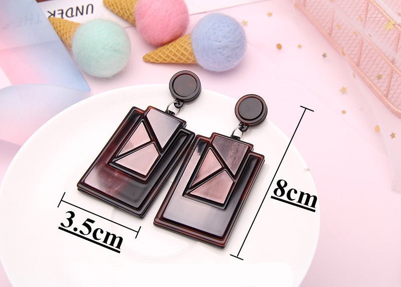 Fashion Acrylic Patch Earrings Geometric Rhombus Long Earrings-Jewearrings