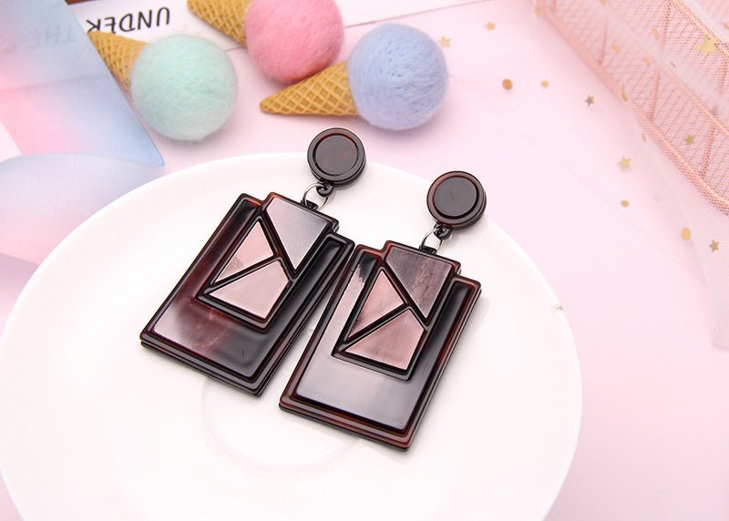 Fashion Acrylic Patch Earrings Geometric Rhombus Long Earrings-Jewearrings