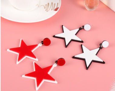 Fashion Acrylic White Star Earrings Personality Night Club Women Jewelry-Jewearrings