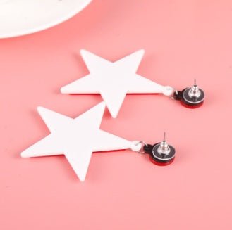 Fashion Acrylic White Star Earrings Personality Night Club Women Jewelry-Jewearrings