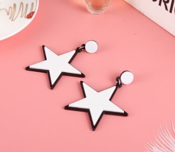 Fashion Acrylic White Star Earrings Personality Night Club Women Jewelry-Jewearrings