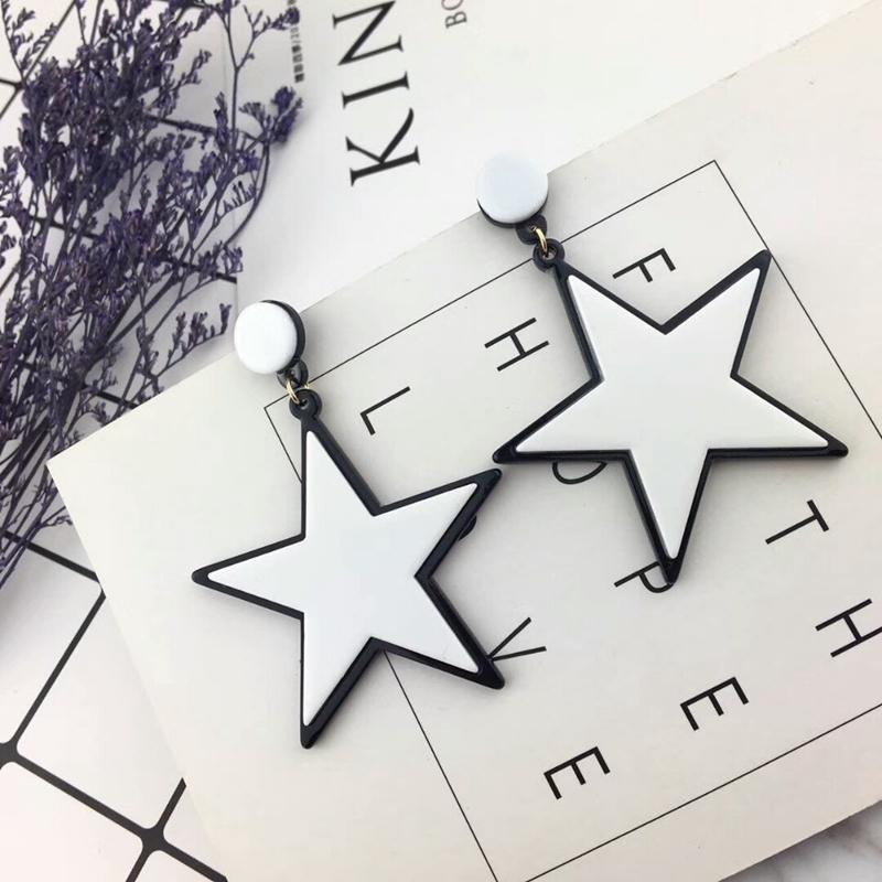 Fashion Acrylic White Star Earrings Personality Night Club Women Jewelry-Jewearrings