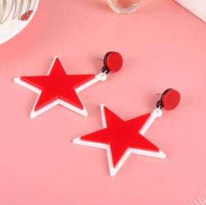 Fashion Acrylic White Star Earrings Personality Night Club Women Jewelry-Jewearrings