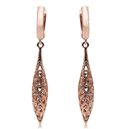 Fashion and Fashion Of Armour Wood Hollow Out Bullet Shaped Rose Gold Earrings-Jewearrings