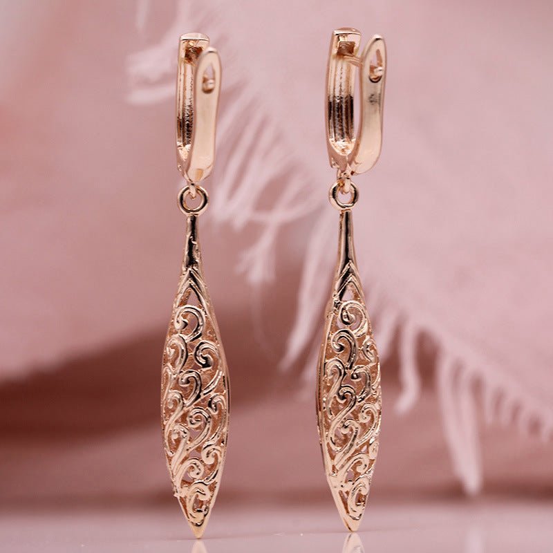 Fashion and Fashion Of Armour Wood Hollow Out Bullet Shaped Rose Gold Earrings-Jewearrings