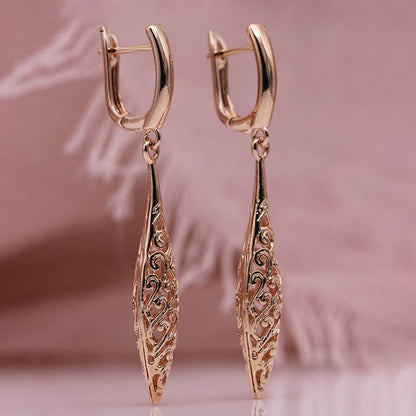 Fashion and Fashion Of Armour Wood Hollow Out Bullet Shaped Rose Gold Earrings-Jewearrings