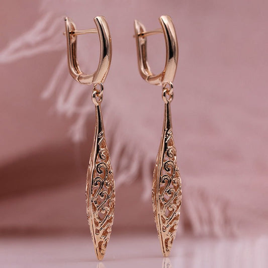 Fashion and Fashion Of Armour Wood Hollow Out Bullet Shaped Rose Gold Earrings-Jewearrings