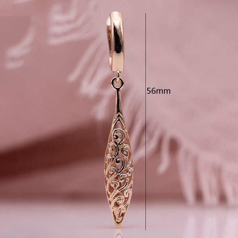 Fashion and Fashion Of Armour Wood Hollow Out Bullet Shaped Rose Gold Earrings-Jewearrings