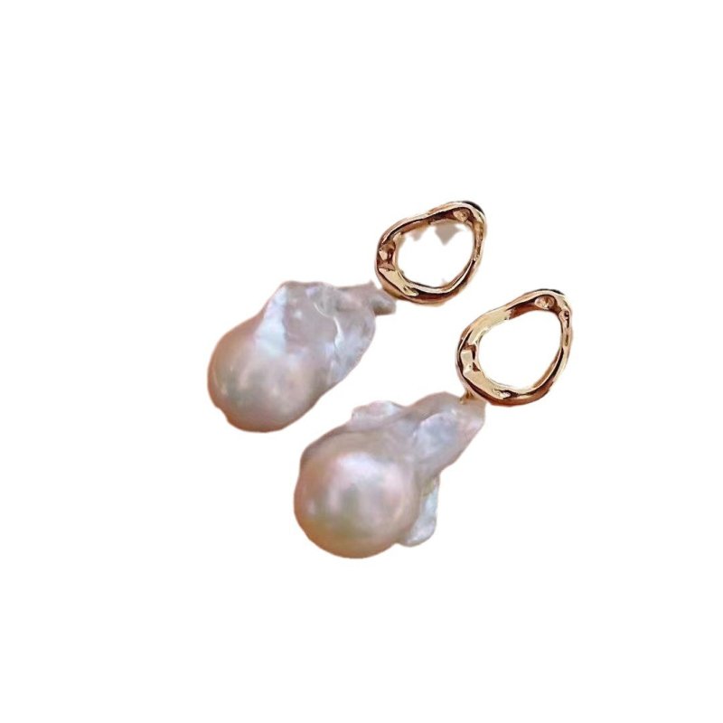 Fashion Big Baroque Pearl Earrings-Jewearrings