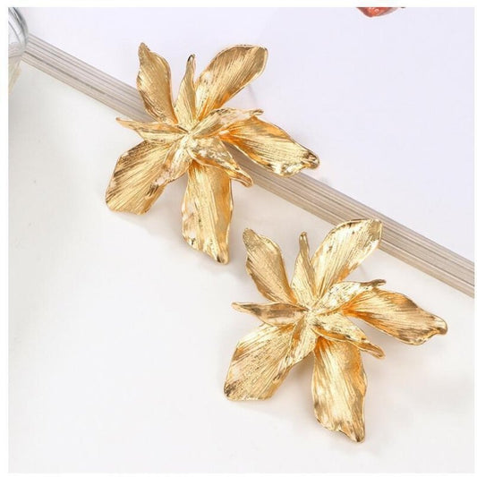 Fashion Big Flower Pendant Female Metal Earrings-Jewearrings